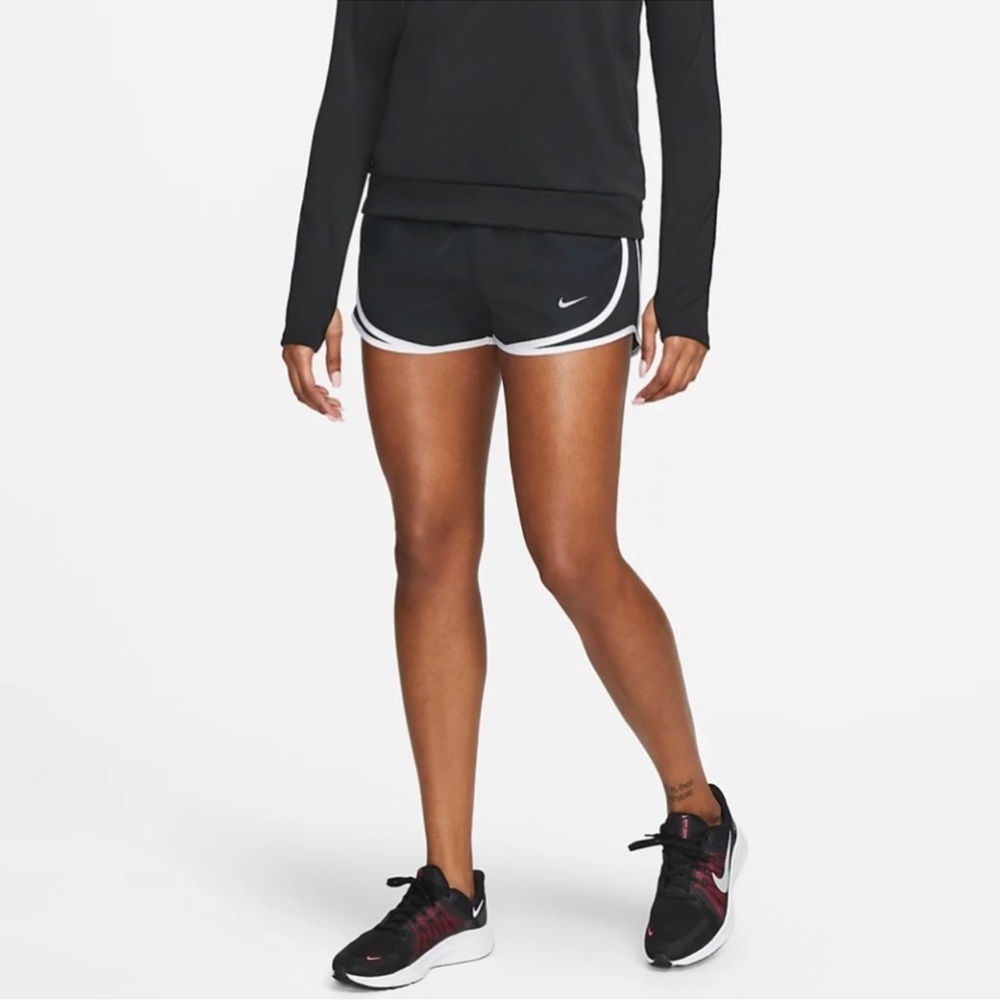 Nike Running Shorts Women's DRI  FIT Brief Lined Black White Size Small